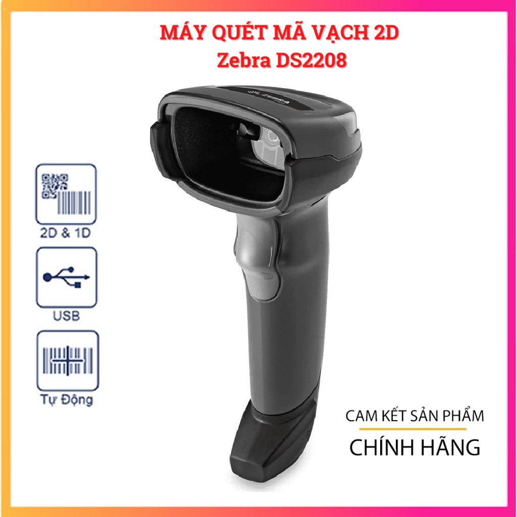 Đầu Đọc Mã Vạch 2D Zebra DS2208 - Hàng Chính Hãng