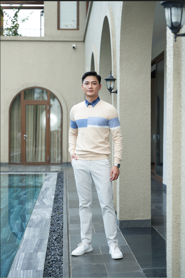 Áo Len Nam 5S FASHION, Chất Viscose, Thiết Kế Cổ Tròn Can Phối Kẻ Ngang, Trẻ Trung, Lịch Lãm (ALO23001)