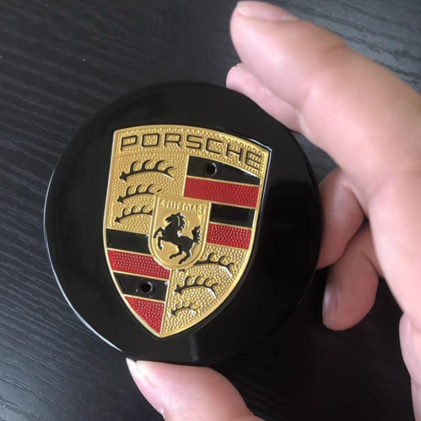 Logo chụp mâm, ốp lazang bánh xe ô tô Poscher đường kính 75mm và 65mm
