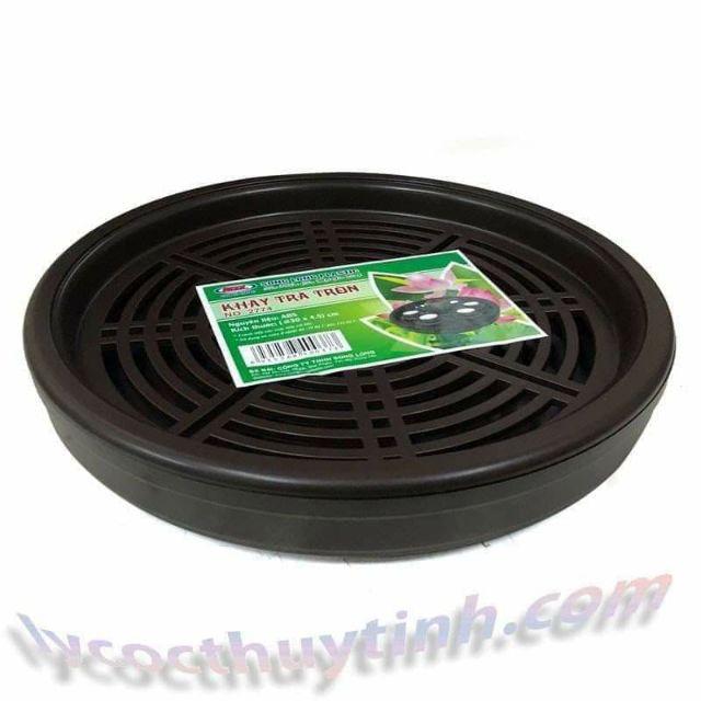 KHAY TRÀ TRÒN GIẢ NHỰA GỖ MÂY
