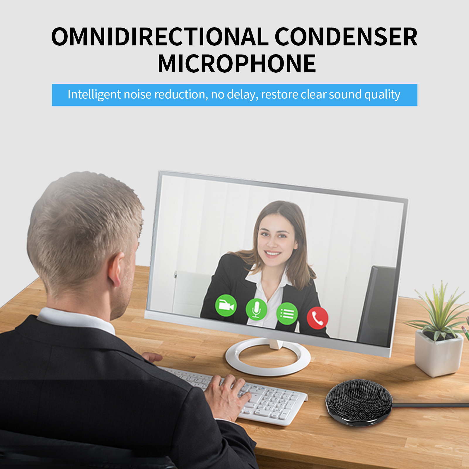 Bộ Ngưng Tụ Micrô 360° USB Cho Hội Nghị Trò Chuyện Bằng Giọng Nói Từ Xa