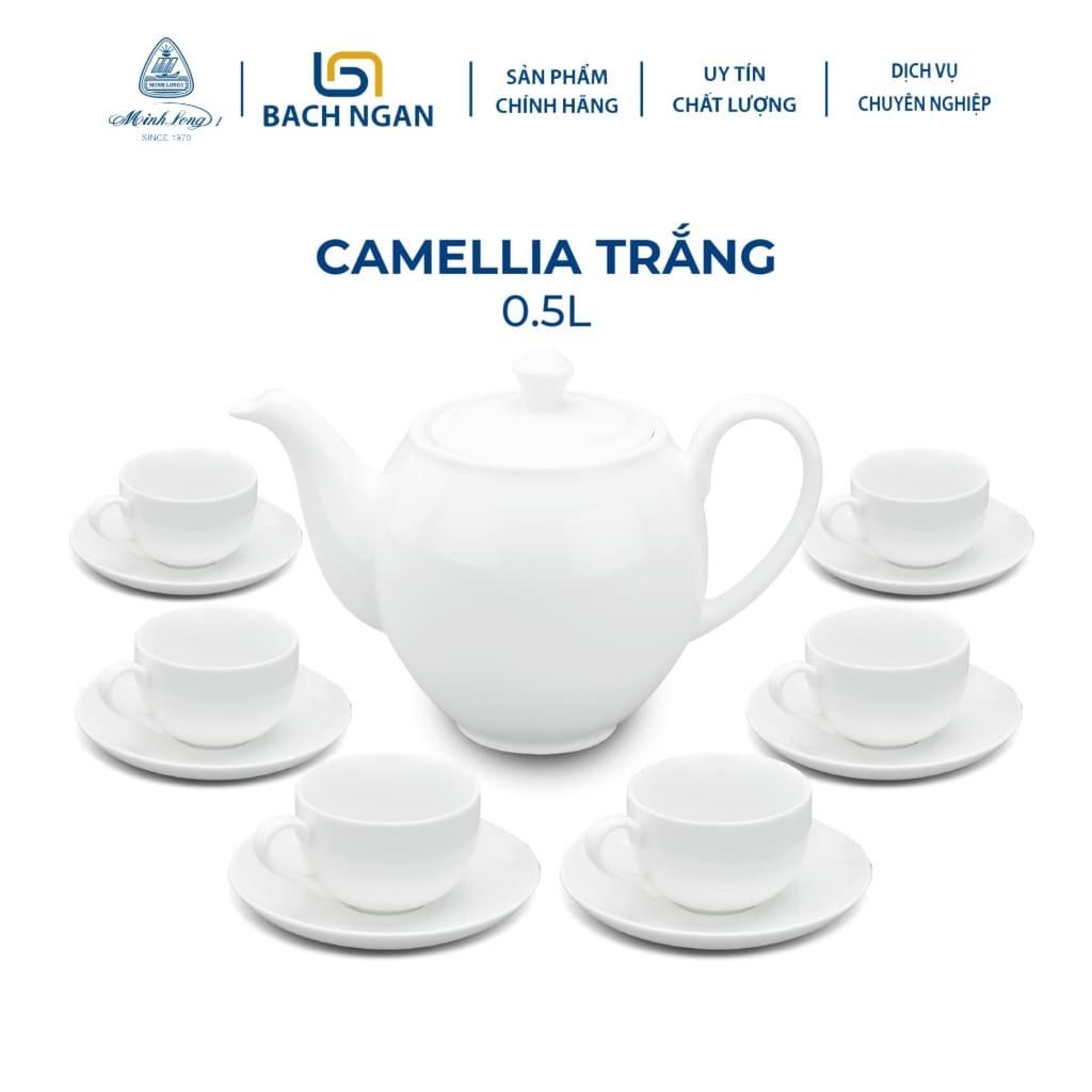 Bộ Ấm Trà 0.8 L Camellia Trắng - Gốm sứ cao cấp Minh Long I