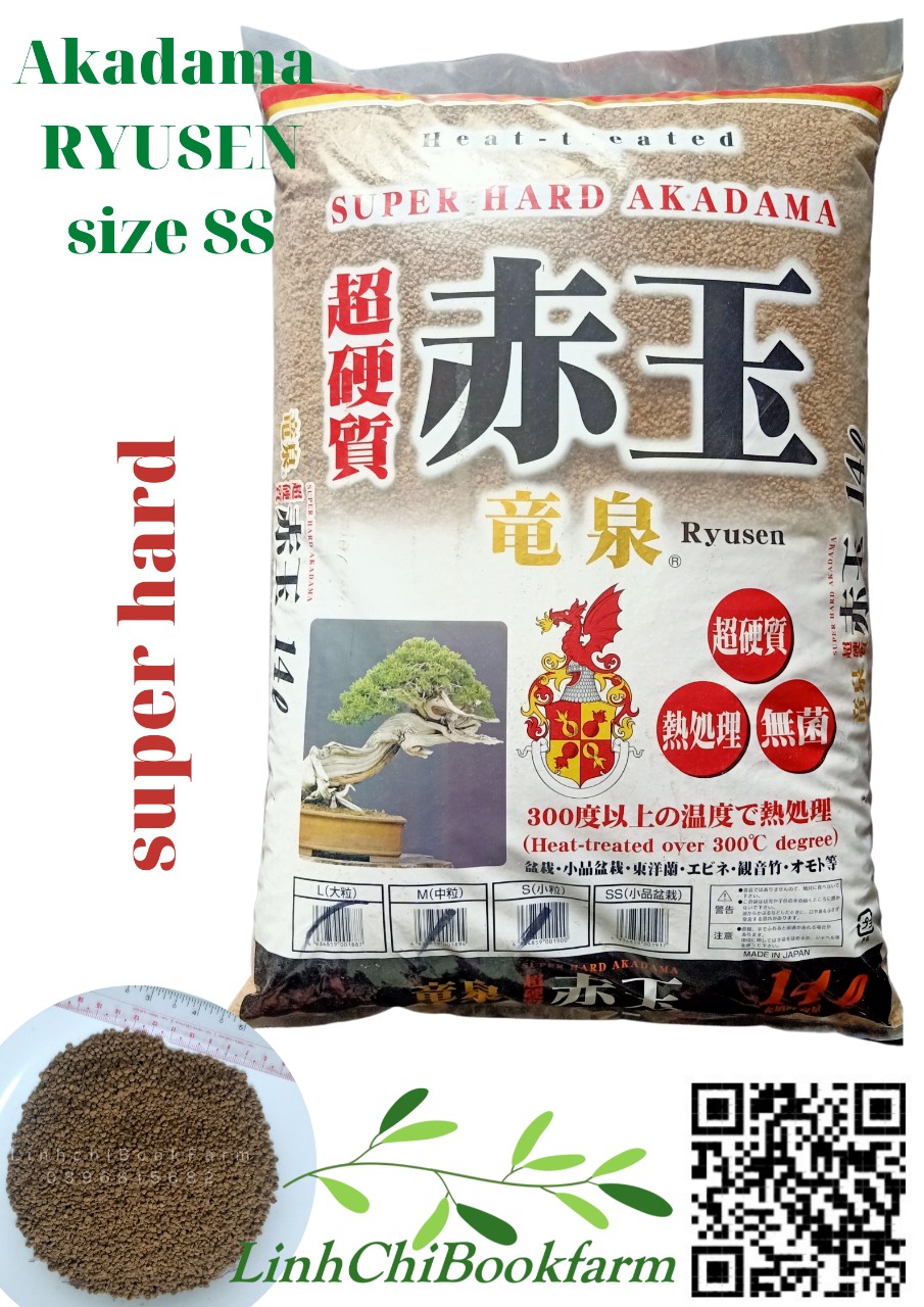 Đất nung Akadama Ryusen size SS (1-3mm) - giá thể cho sen đá, xương rồng, bonsai, thủy canh, túi 1kg