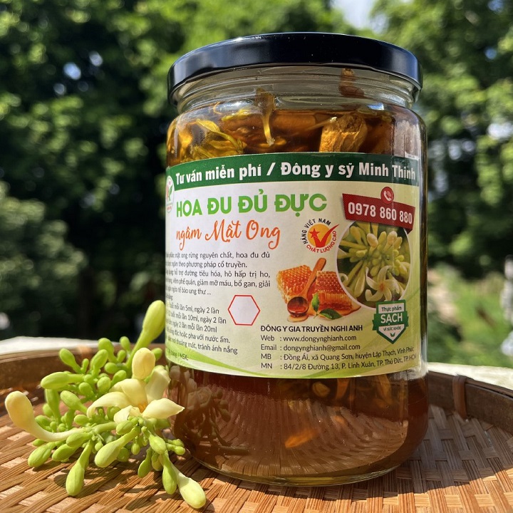Mật Ong Rừng ngâm Hoa Đu Đủ Đực - Hũ 700gram Đông Y Nghi Anh