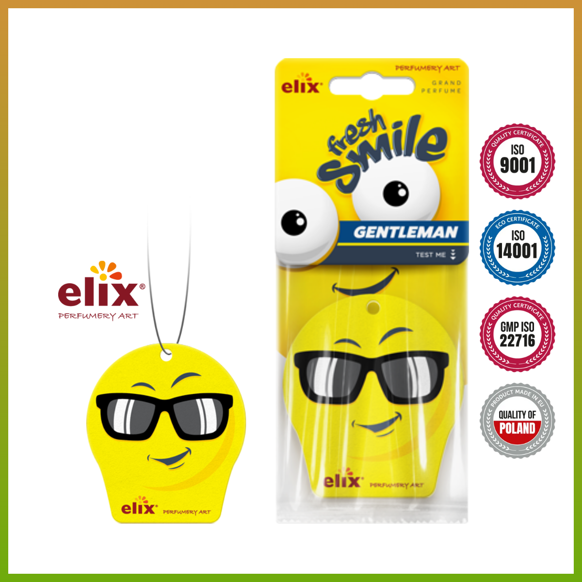 Giấy thơm treo Ô tô Elix Fresh Smile - Hương Gentleman (Sang trọng - lịch lãm)