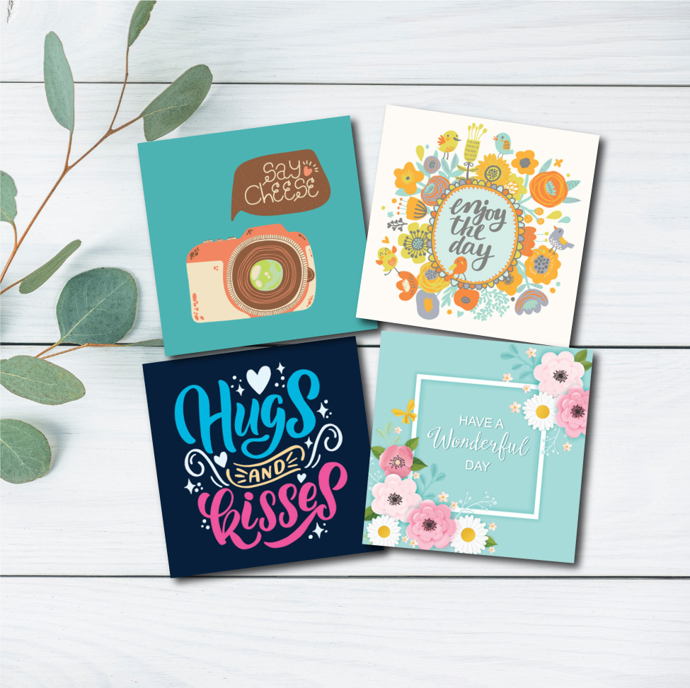 Combo 4c Thiệp chúc mừng congratulations - Thiệp Grey 9x9cm kèm phong bì