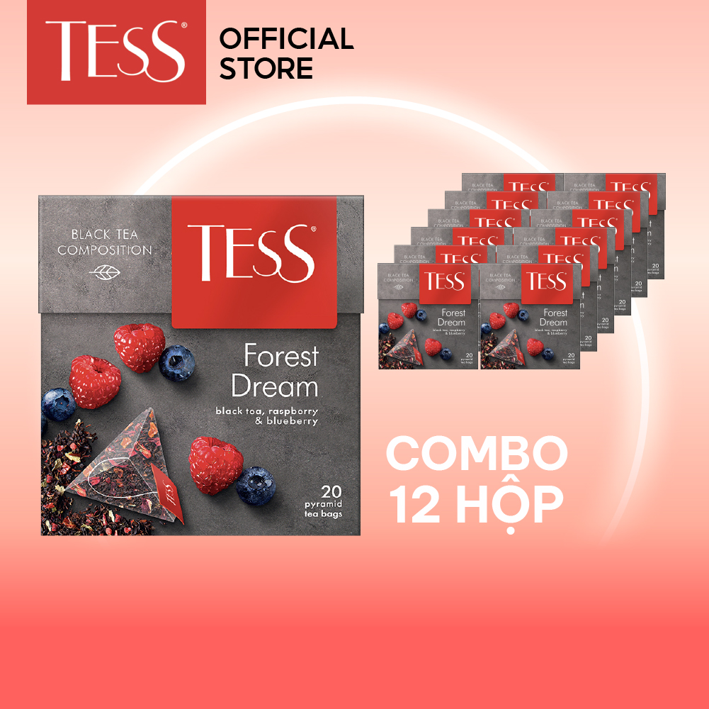 Combo 12 hộp Trà đen Tess Forest Dream vị mâm xôi và việt quất 20 gói/hộp