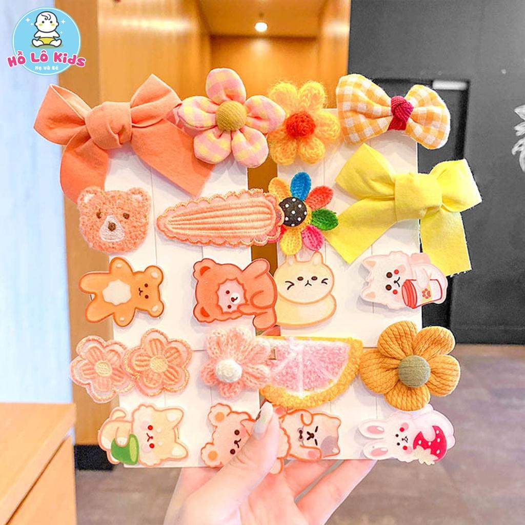 Set 10 kẹp tóc vải bông cute dễ thương phong cách hàn quốc cho bé Hồ Lô Kids