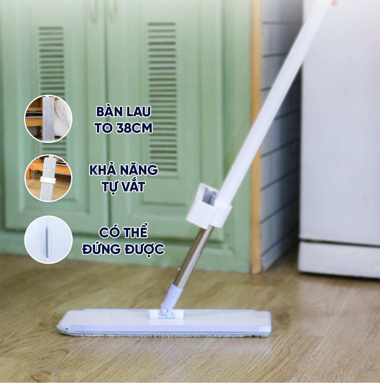 Cây lau nhà sợi Microfiber tự vắt 380Plus MyJae