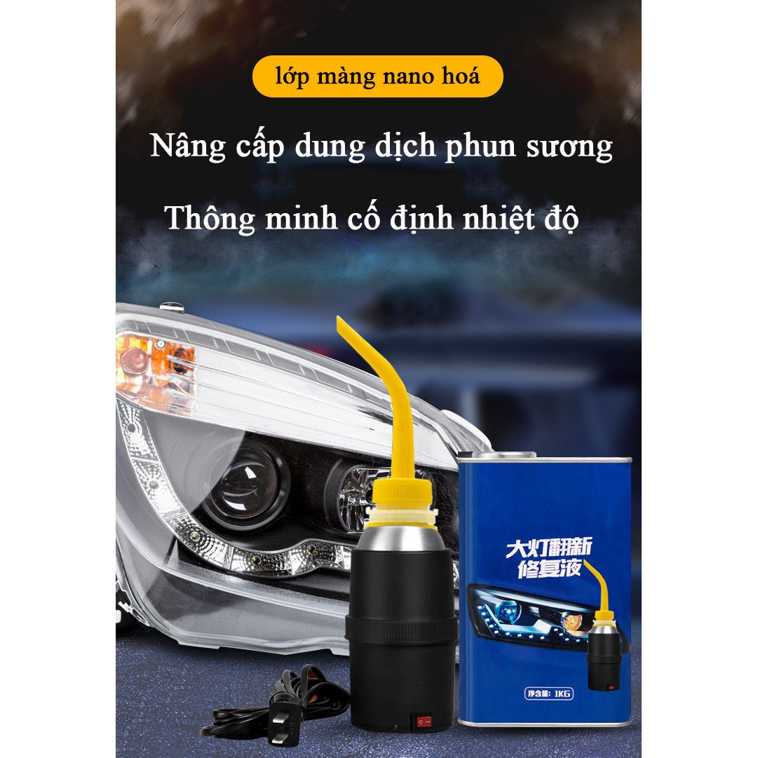 Bộ thiết bị và dung dịch phục hồi, đánh bóng đèn pha ôtô Hồng Nghị dung tích 200ml, Chống ố vàng, trầy xước, đánh bóng