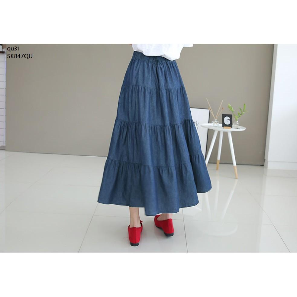 SK759 CHÂN VÁY JEAN TẦNG