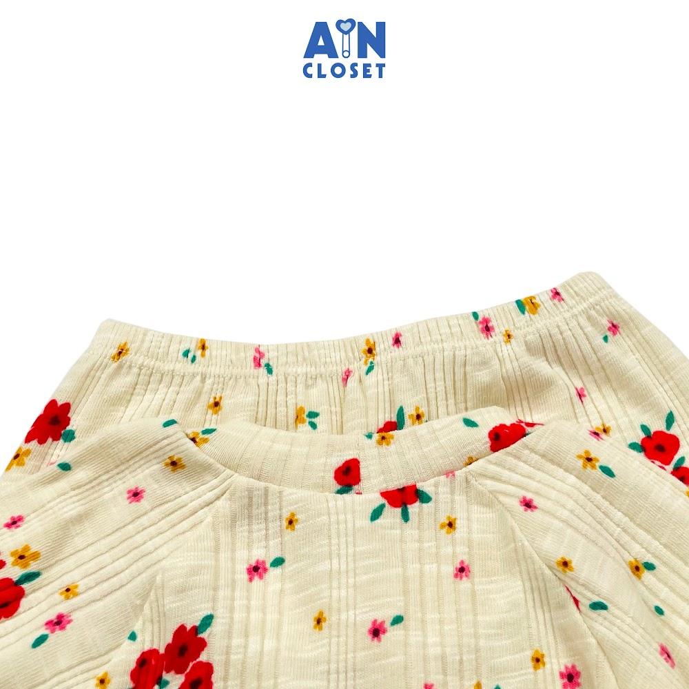 Bộ quần áo dài bé gái họa tiết hoa Bát Tiên đỏ thun cotton - AICDBGIL8PZK - AIN Closet
