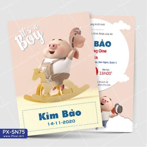 Thiệp thôi nôi – sinh nhật theo yêu cầu Pluxi