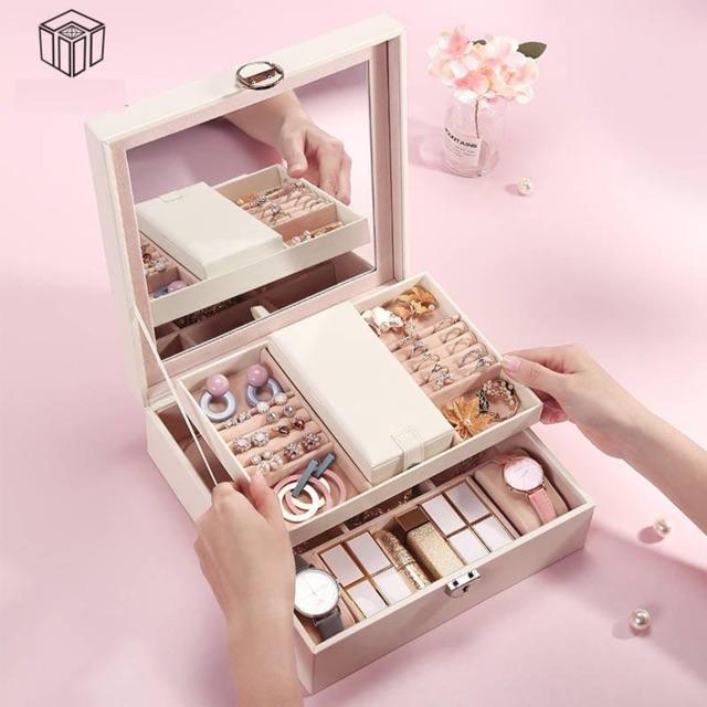 Hộp trang sức / mỹ phẩm da cao cấp
