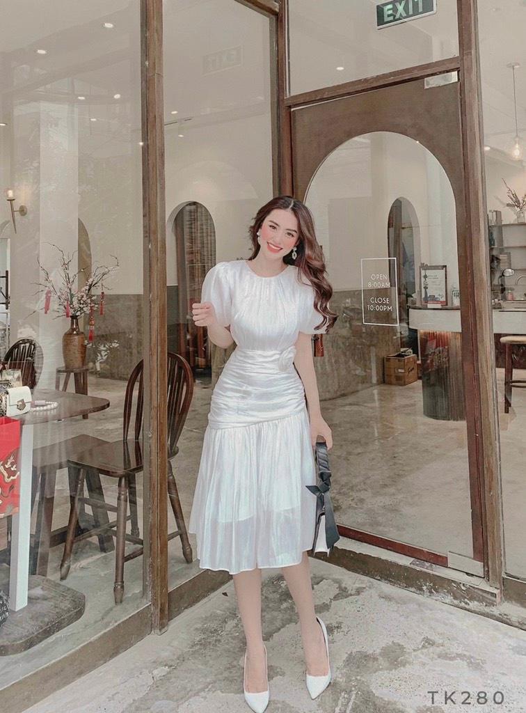 ĐẦM TAY BỒNG CỔ TRÒN VOAN BÓNG KIẾNG 73857790