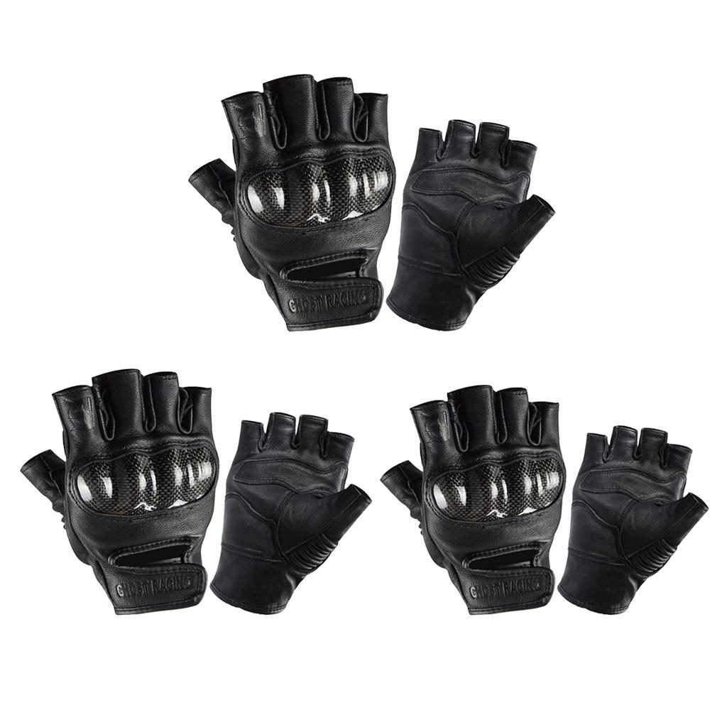 Carbon Fiber Motorcycle Half Finger Gloves Motorbike Ride Fingerless