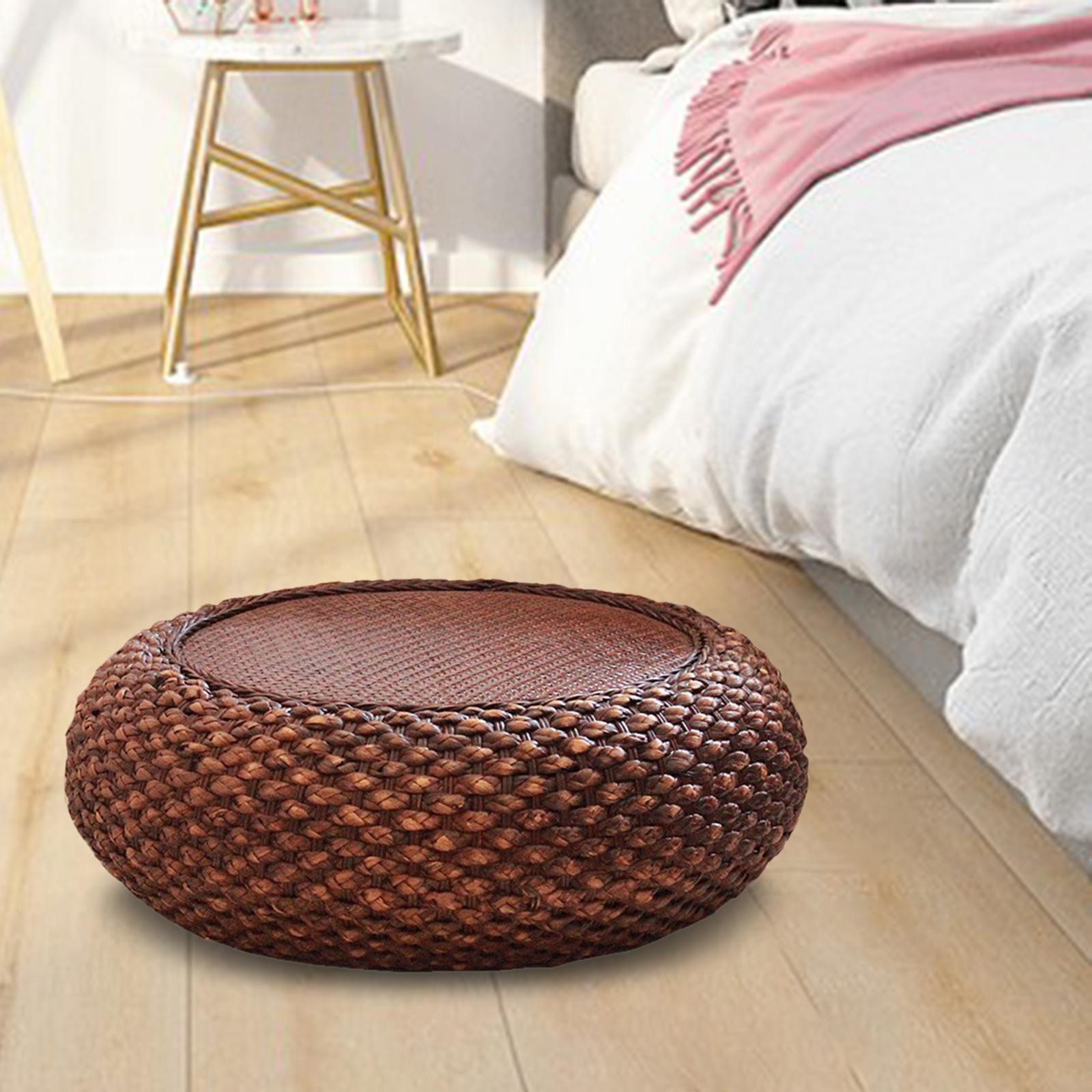 Woven Straw Cushion Tatami Floor Pillow Pouf for Office Garden
