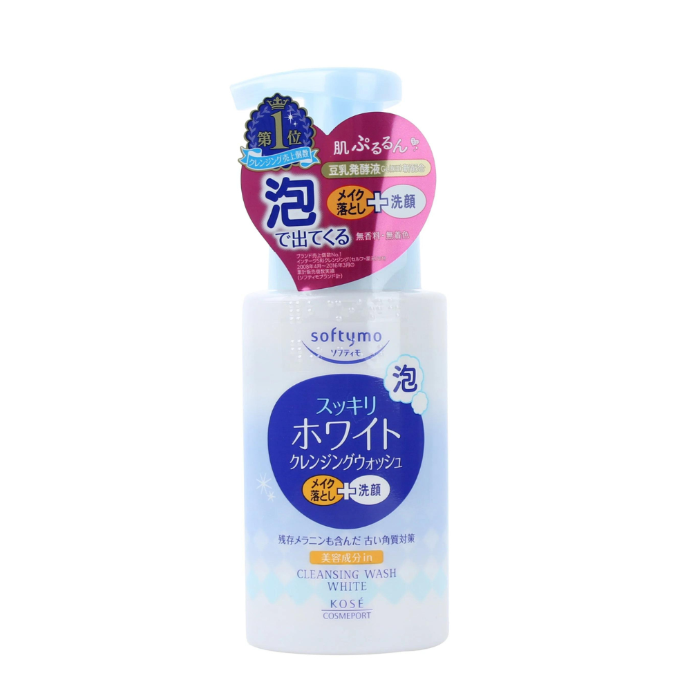 Sữa Rửa Mặt &amp; Tẩy Trang Tạo Bọt Dưỡng Trắng Softymo Nhật Bản 200ml