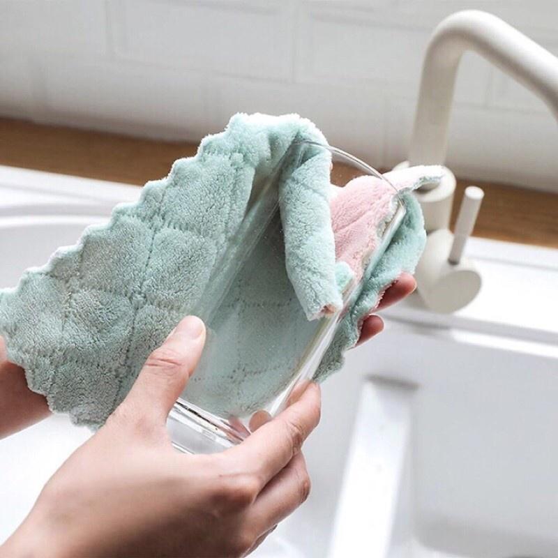 Khăn Lau Bếp Đa Năng Dày Dặn Siêu Thấm Vải Mềm Mịn Lau Bát Dĩa, Bàn Ghế 2 Mặt Loại To 15x26cm - KHĂN BẾP