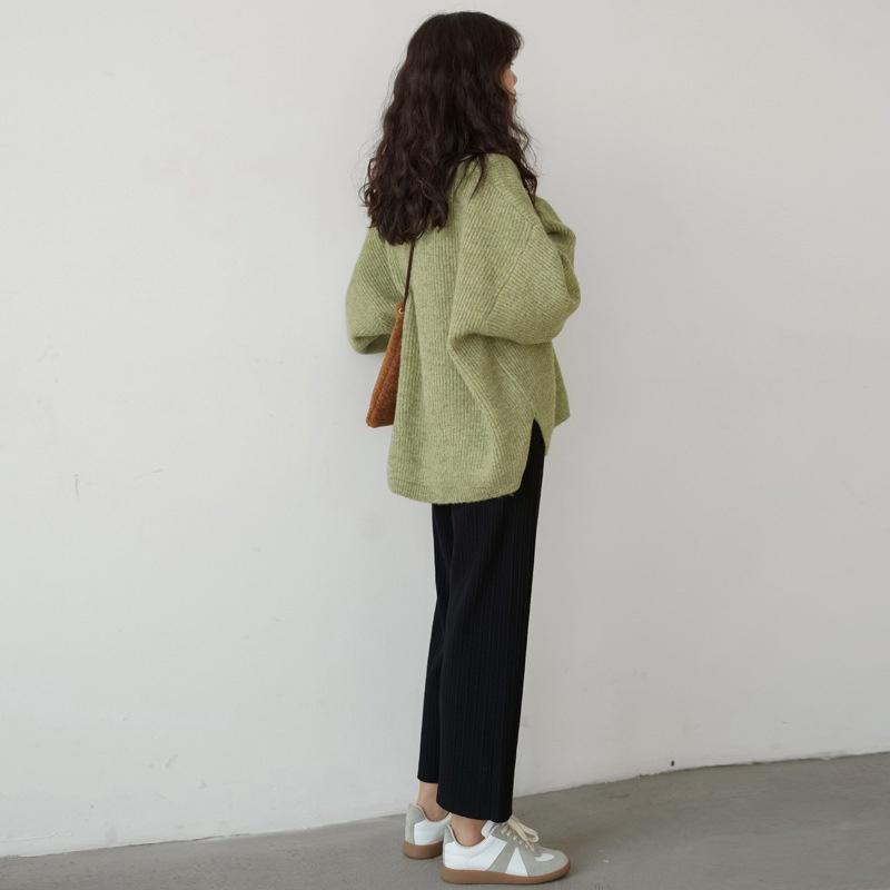 Áo len dáng rộng cổ v thiết kế basic giản dị hadu shop