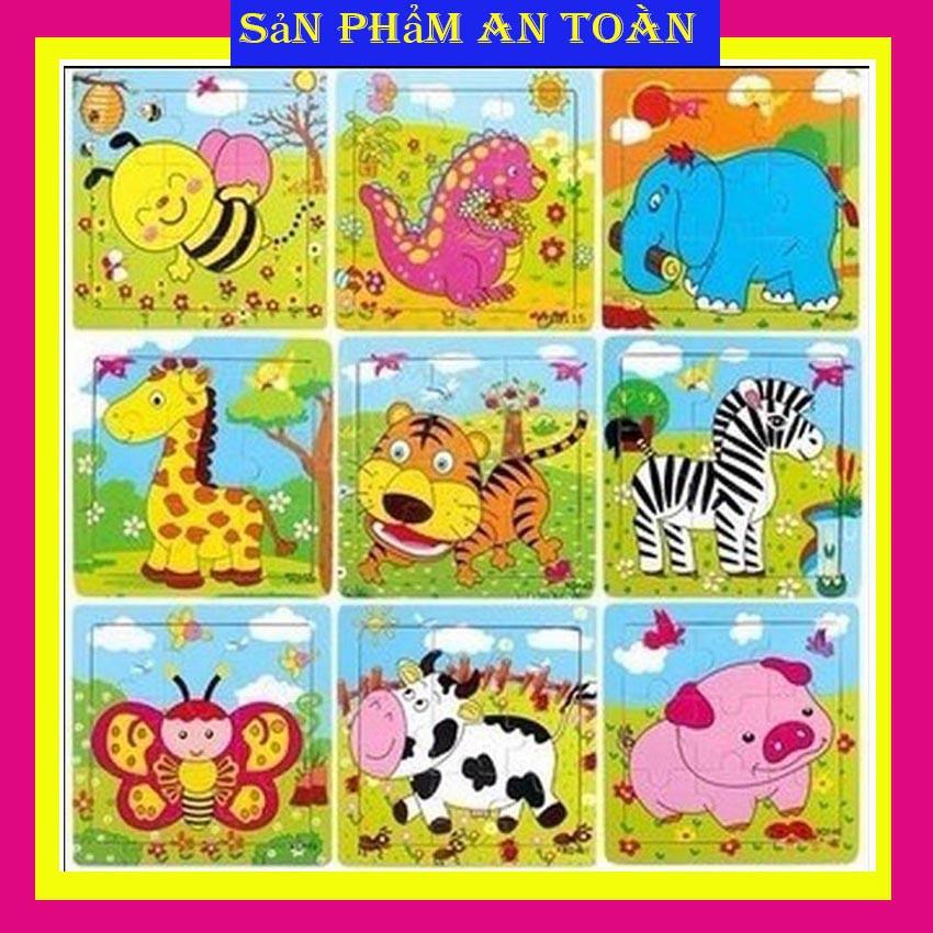 Bộ 3 Tranh Ghép Gỗ Thông Minh 9 Mảnh Puzzle - Ghép hình 9 Mảnh Bằng Gỗ