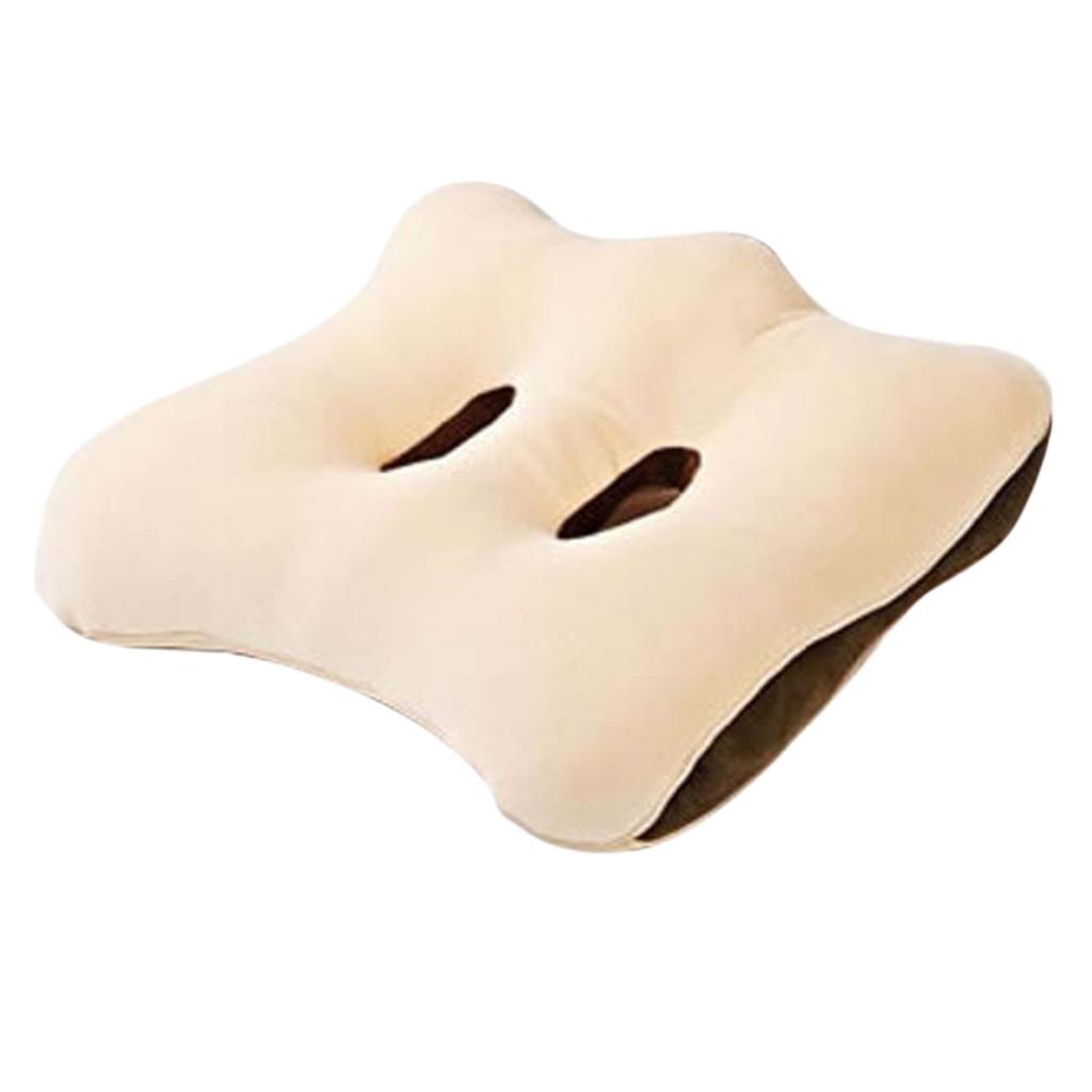 Memory Foam Seat Cushion Office Chair Pillow Relief Back 41x31x9cm Beige