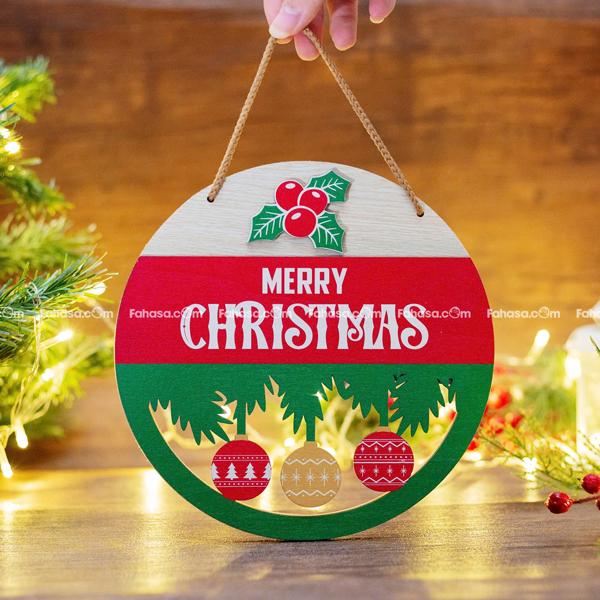Bảng Gỗ Tròn Treo Tường Trang Trí Giáng Sinh - Bách Mộc - Ba Quả Châu