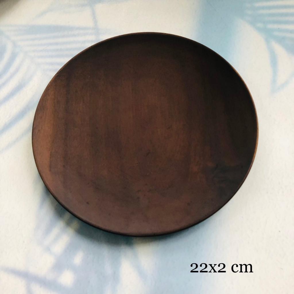 Đĩa/Khay Gỗ Keo Nâu Đen 24x2/22x2 cm, Đĩa Đựng Trái Cây, Thức Ăn, Chụp Ảnh Decor