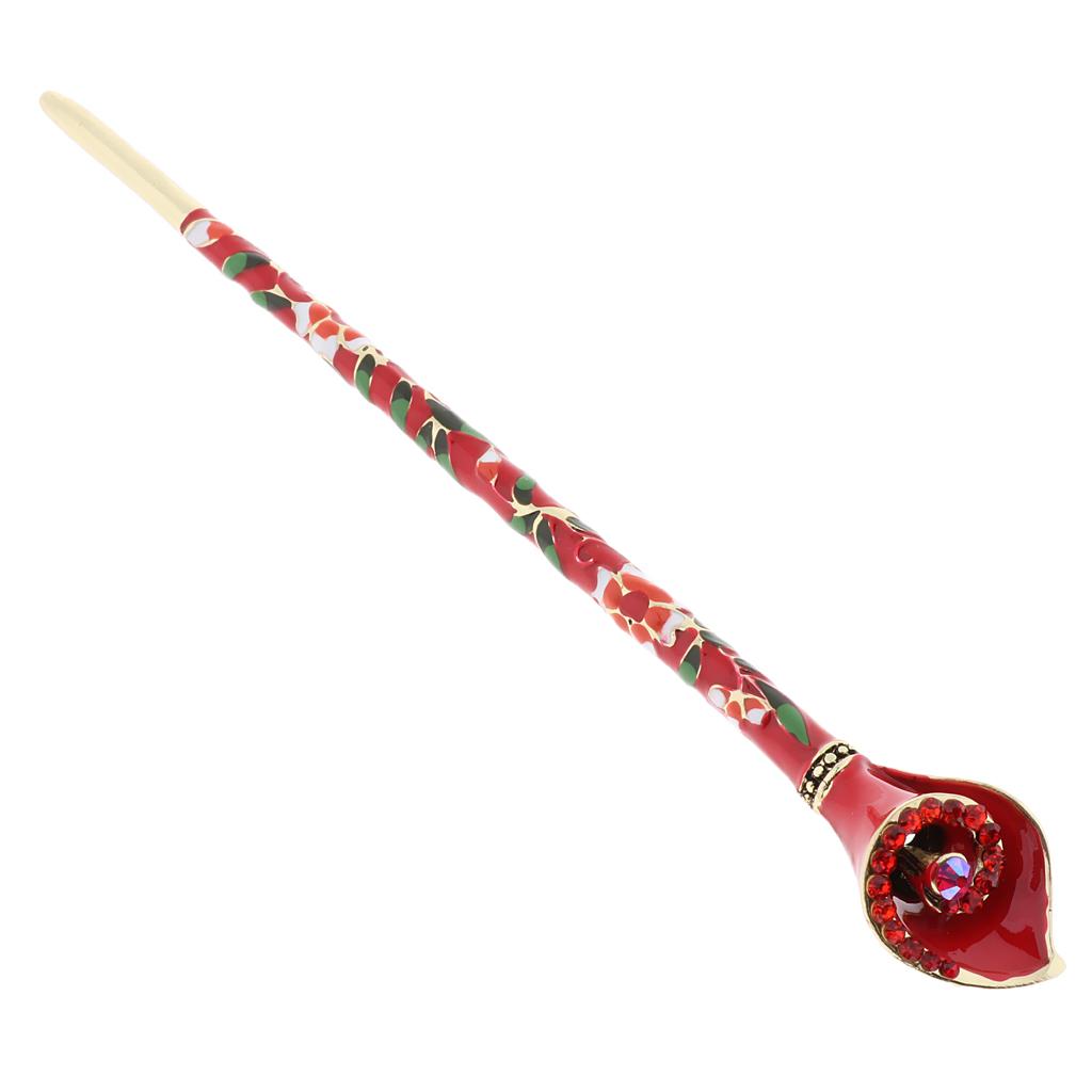 Vintage Hair Stick Hair Decor Hair Pin Metal Hair Chopsticks Red