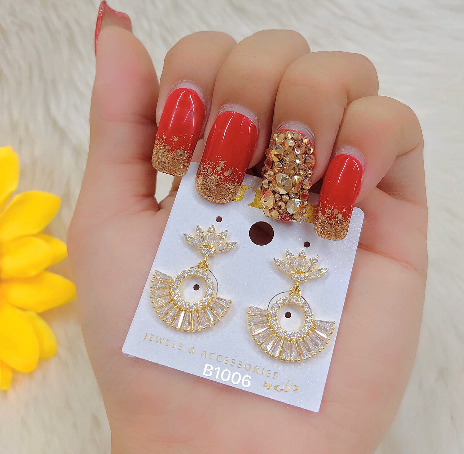 Đôi Bông Tai Nữ Mạ Vàng 18K Mẫu 045.2704 - Mang Đi Chơi, Đi Tiệc Rất Sang - Tặng kèm Hộp