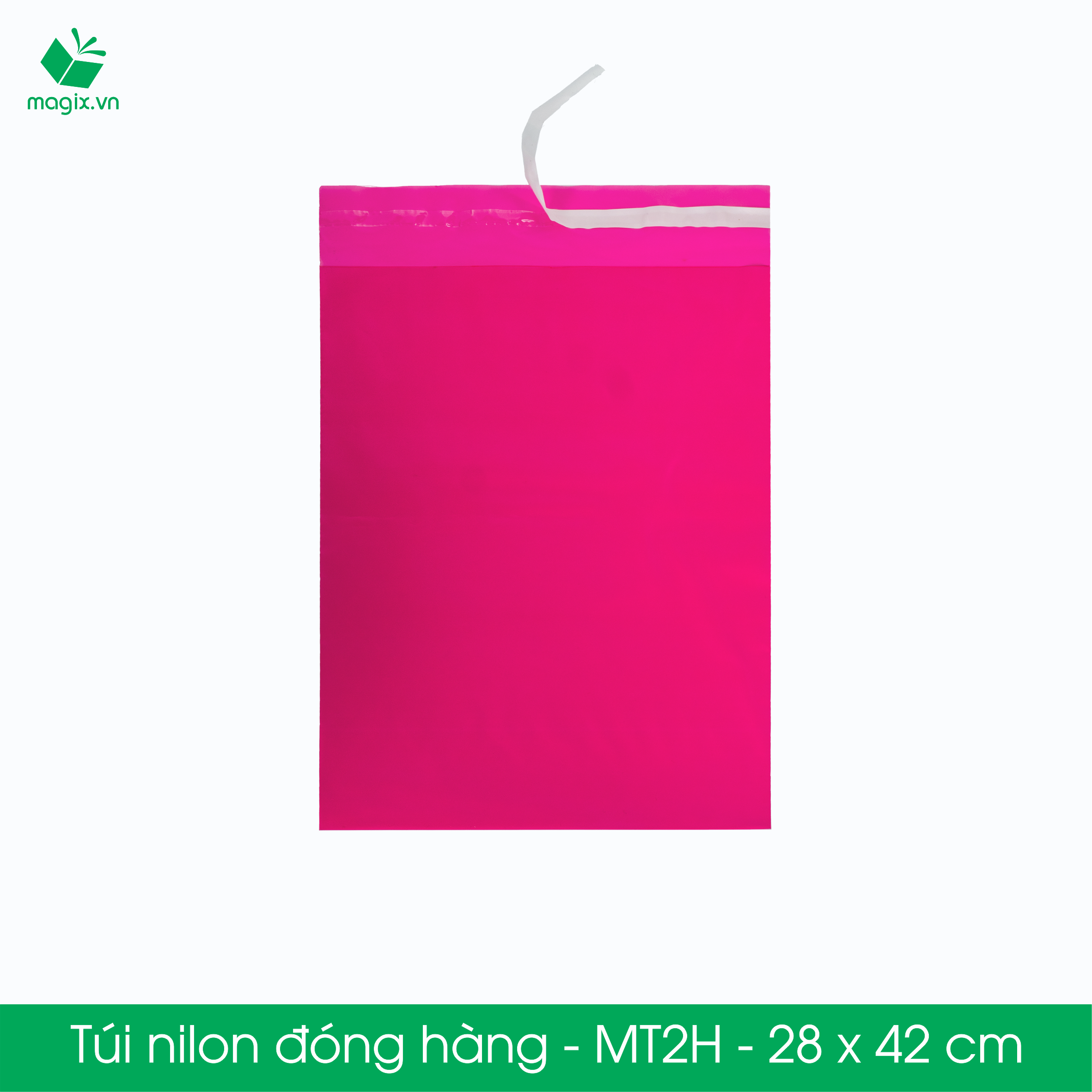 MT2H - 28x42 cm - Túi nilon gói hàng - 300 túi niêm phong đóng hàng màu hồng