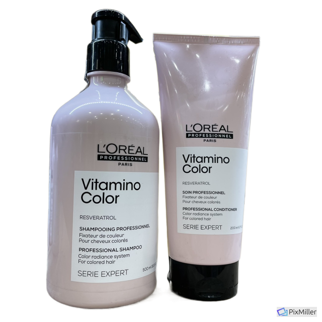 Bộ dầu gội xả chăm sóc giữ màu tóc nhuộm L'oreal Serie Expert Resveratrol Vitamino color 500ml + 200ml