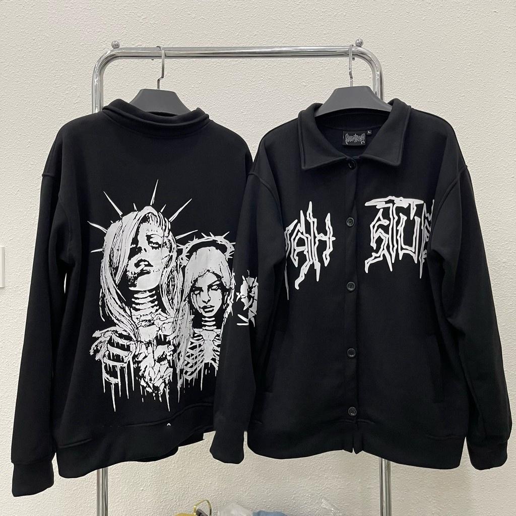 Áo khoác cardigan vah studio Death Áo nỉ cardigan vah.studio chất nỉ cua cao cấp - Gin Store