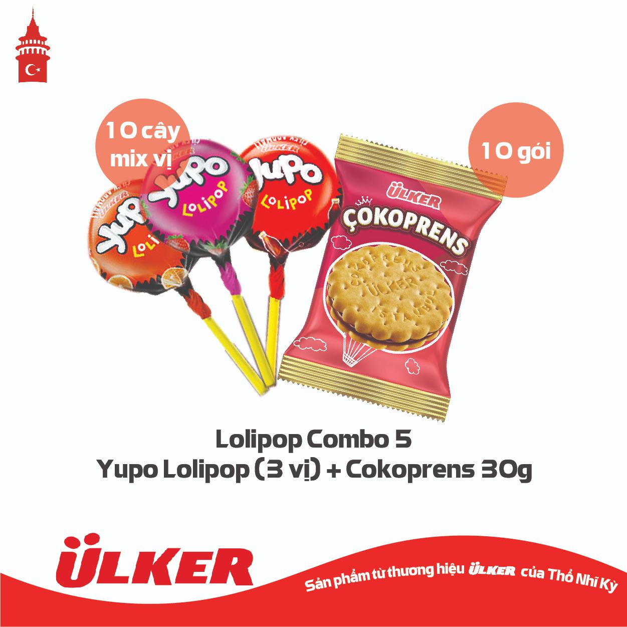 [LOLIPOP COMBO] 5 set Combo Kẹo mút ULKER YUPO LOLIPOP và các loại bánh ULKER