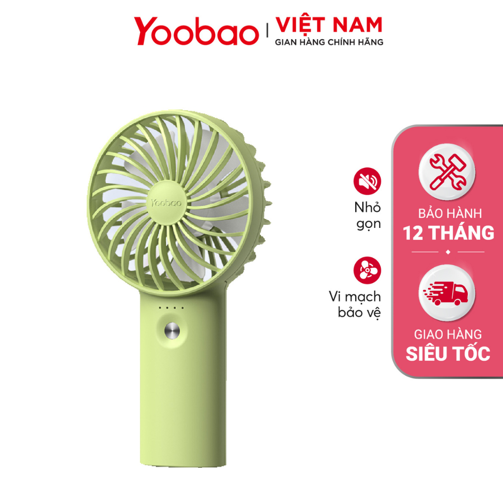 Quạt cầm tay YOOBAO F3 3000mAh - 6000mah - Quạt 4 cánh với 3 chế độ gió Nhỏ gọn tiện lợi - Hàng chính hãng - Bảo hành 12 tháng