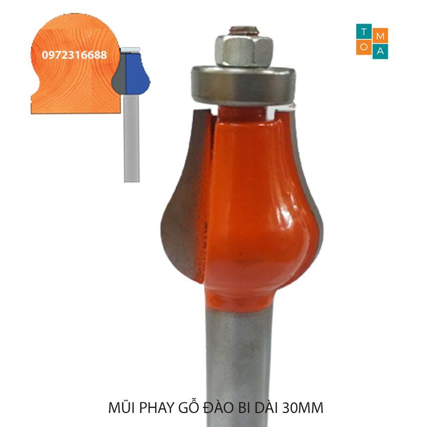 BỘ MŨI SOI GỖ - MŨI PHAY GỖ ĐÁNH TAY CẦU THANG CỘT TRÒN, MŨI LÕM R38 - MŨI ĐÀO BI DÀI 30MM CỐT 12.7MM