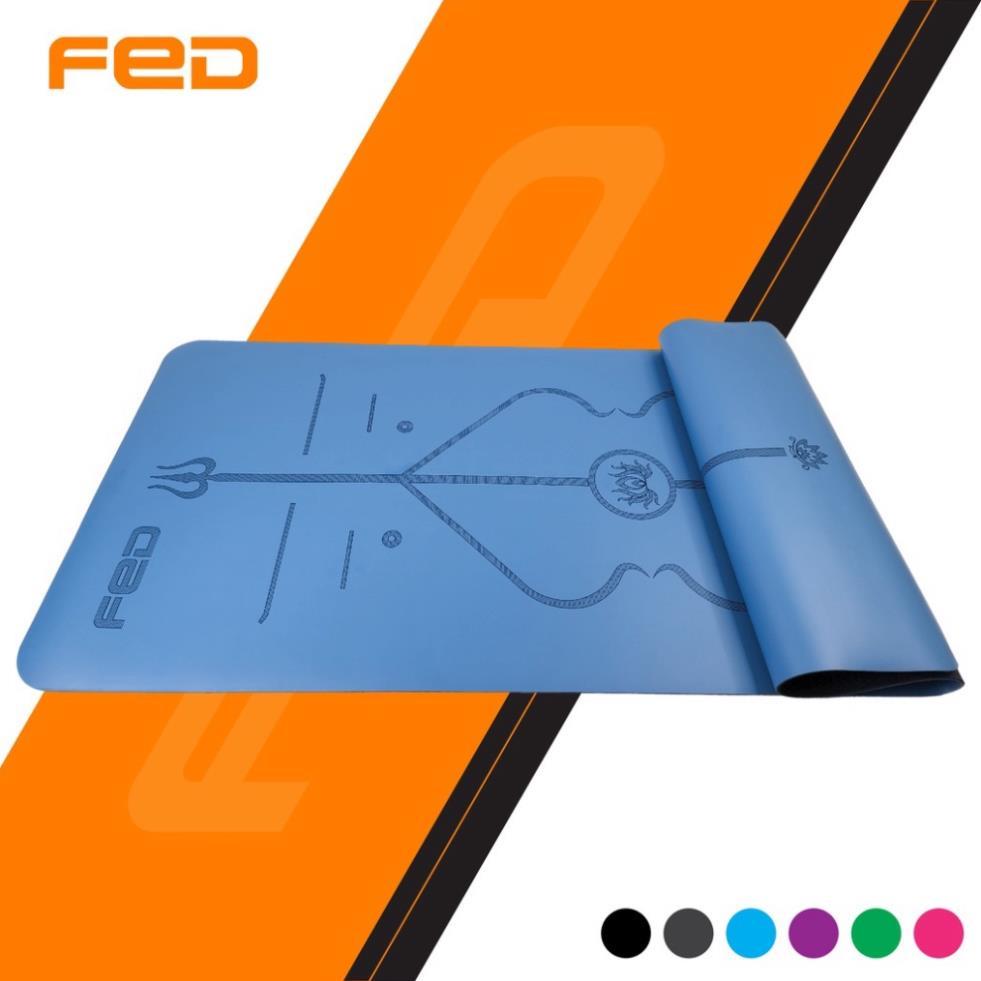 Thảm Yoga FED-YG-01 định tuyến 5mm chất liêu PU + Cao su chống trượt(Tặng kèm túi vải)