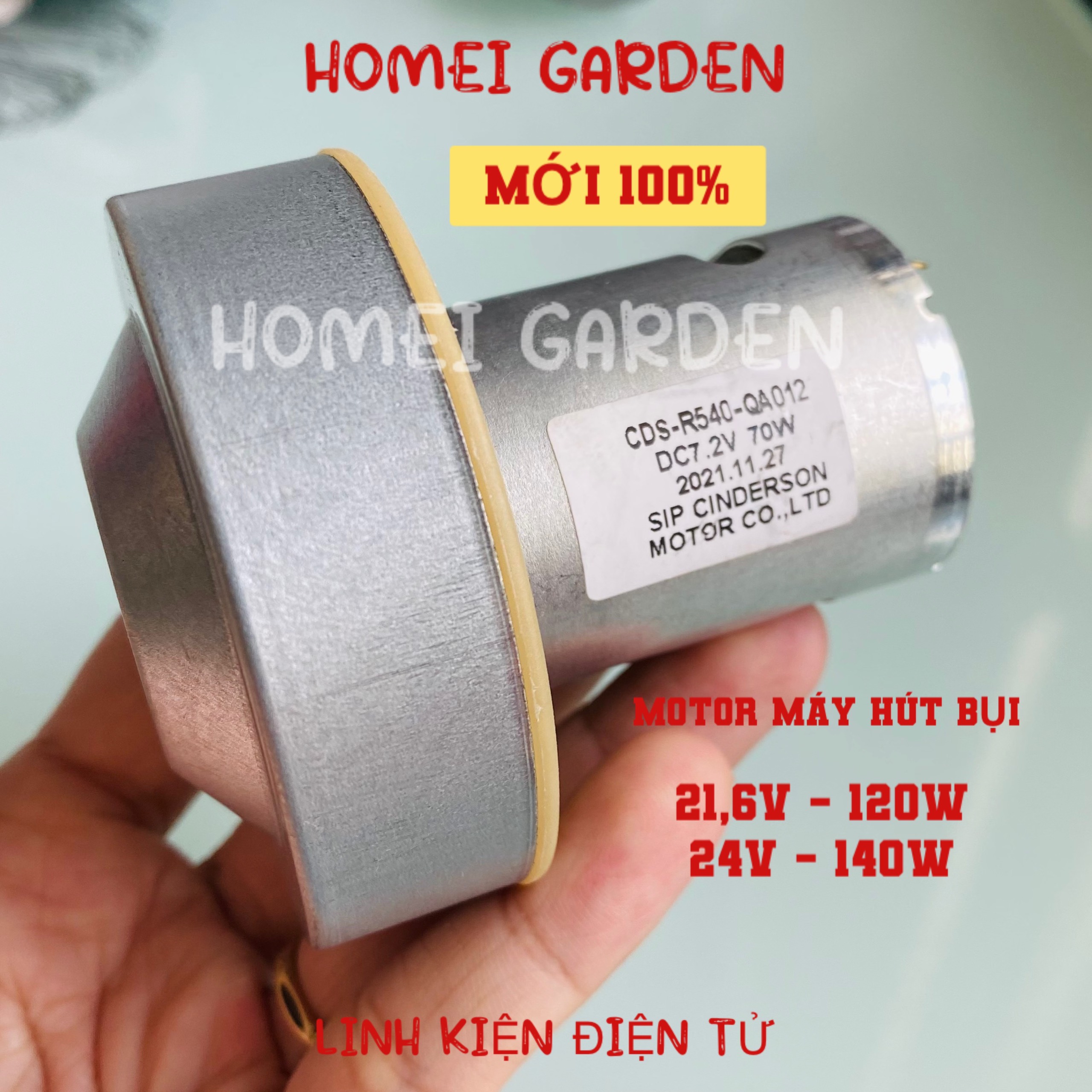 Động cơ hút bụi lõi máy hút bụi DC 7,2V - 9V 70W 100W có chổi than quạt nhôm công suất cao chất lượng cao mới 100% - HM