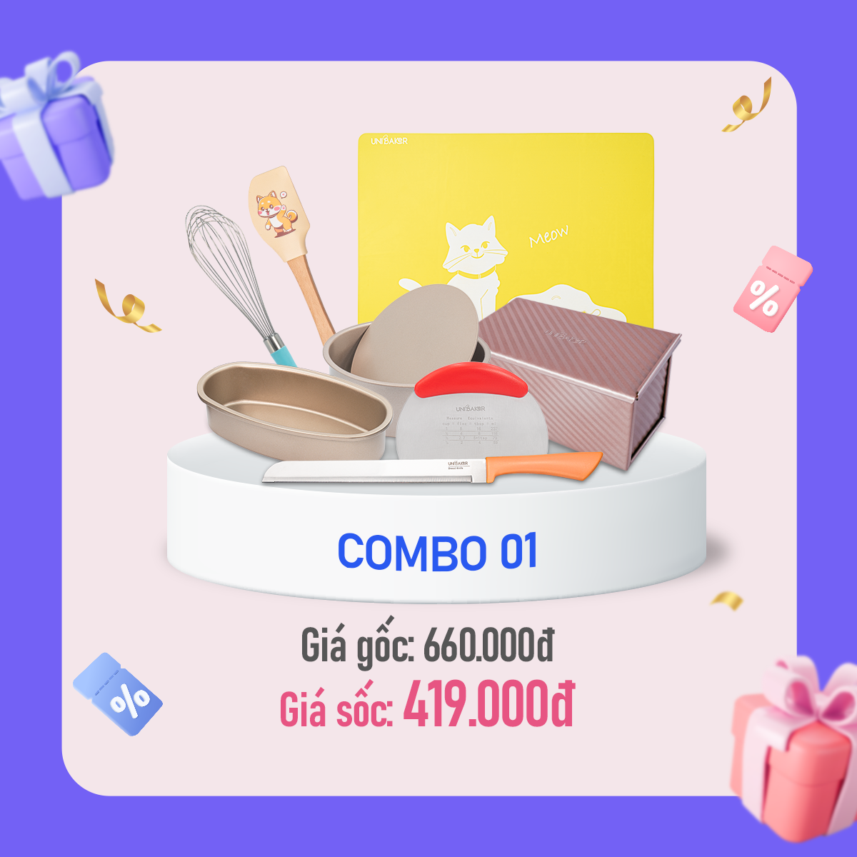 Combo đồ làm bánh Unibaker 1