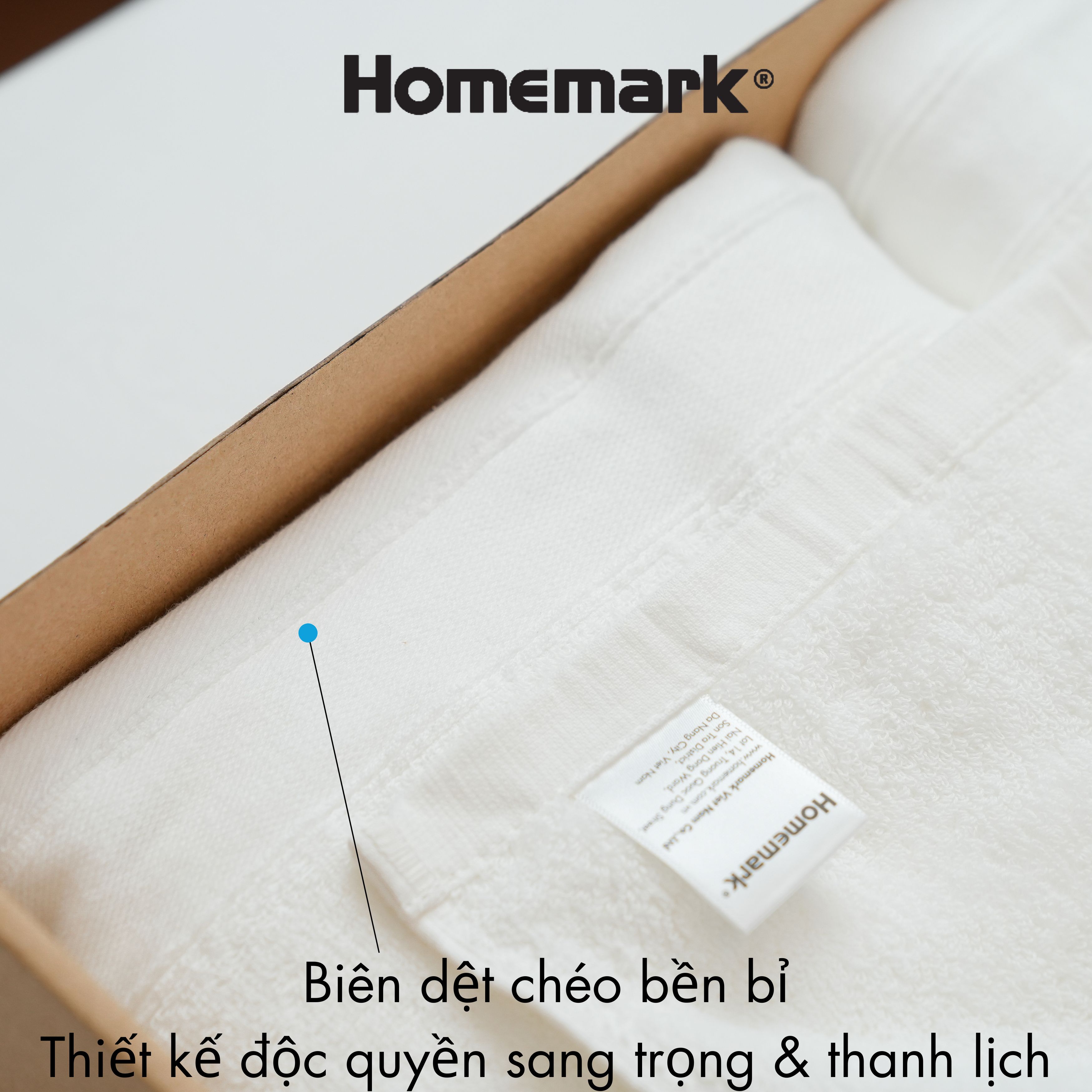 Bộ khăn tắm quà tặng sang trọng 100% cotton hữu cơ Homemark 500GSM mềm mại và khả năng thấm hút cao, nhanh khô