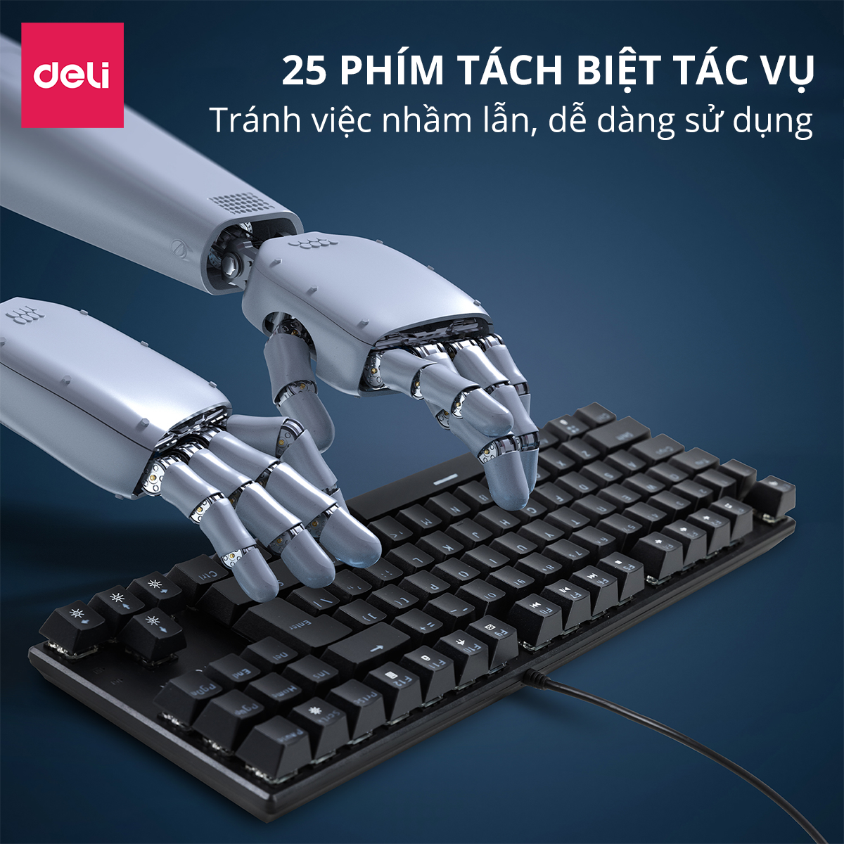 Bàn Phím Cơ Gaming Deli VS788 PRO LED RGB Chế Độ Nháy Cực Đẹp Khác Nhau, Phím Cơ Gõ Siêu Đã, Thiết Kế Nhỏ Gọn Tương Thích Với Laptop, PC, Máy Tính, Kiểu Dáng Gamer Game Thủ eSport Bàn Phím Văn Phòng - Hàng Chính Hãng