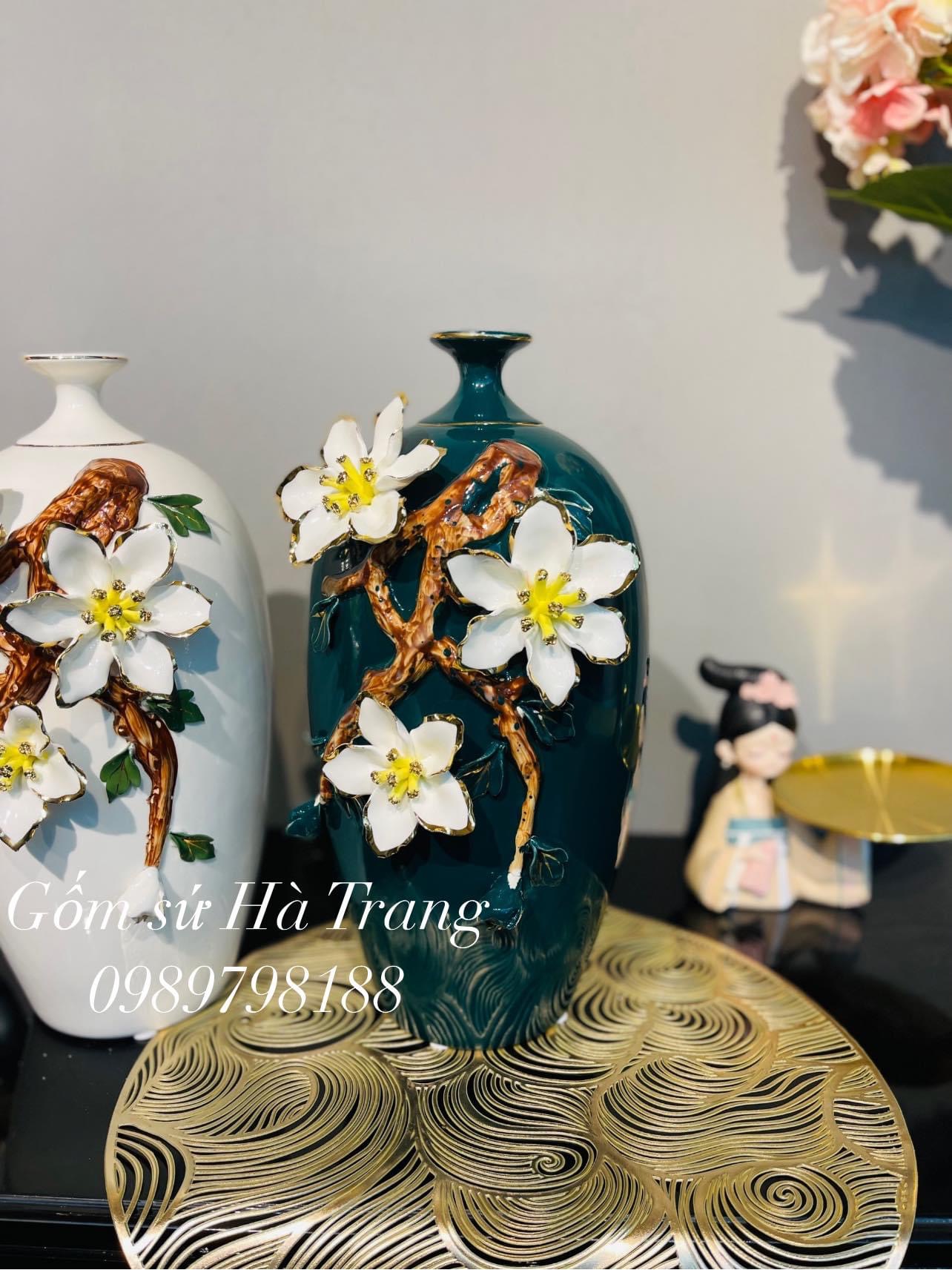 Lọ hoa gốm sứ cao cấp cao 33cm