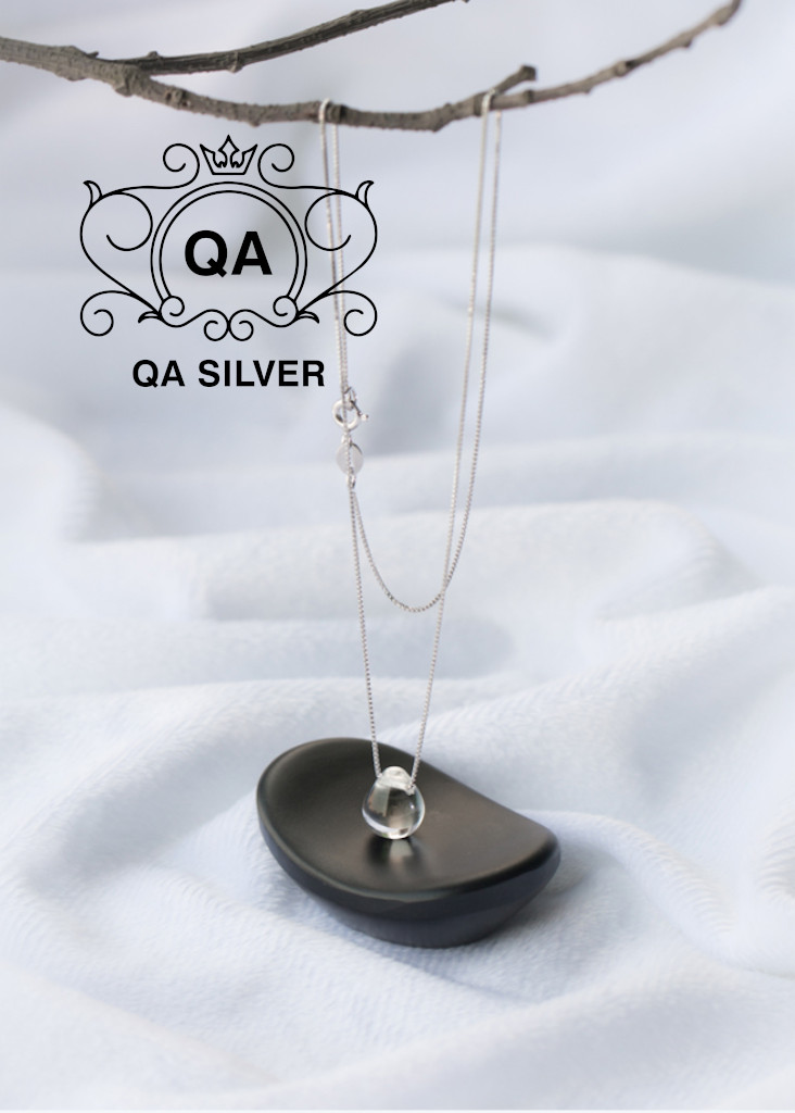 Dây chuyền bạc 925 mặt đá giọt nước trong suốt vòng cổ nữ tối giản S925 QUARTZ Silver Necklace QA SILVER NE190301