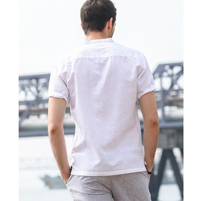 Áo nam cổ tầu linen mềm mát thích hợp mùa hè, thời trang phonng cách trẻ
