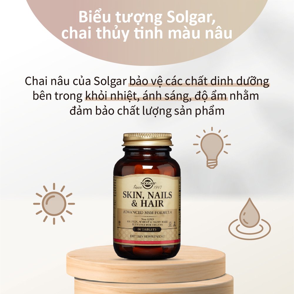 Viên Uống Solgar Skin , Nails And Hair Advance With SMS Giúp Đẹp Da , Chắc Móng , Tóc Giảm Gãy Rụng [Lọ 60 Viên]