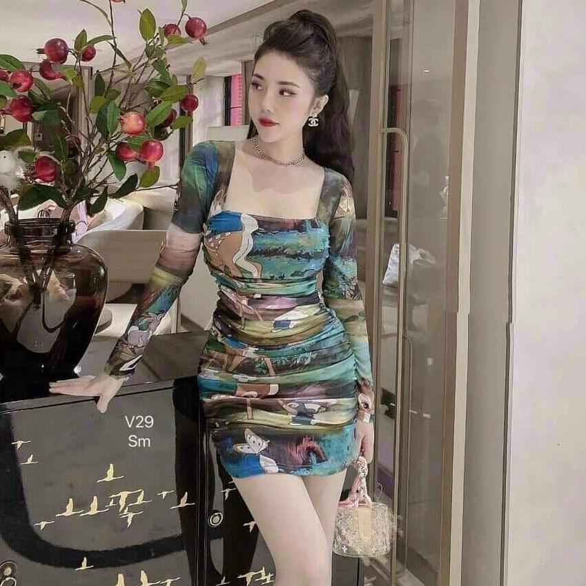 Gunkaymatter Đầm Váy Họa Tiết 3D Cao Cấp Tay Dài Siêu Xinh Sang Trọng Thích Hợp Đi Dạo Phố