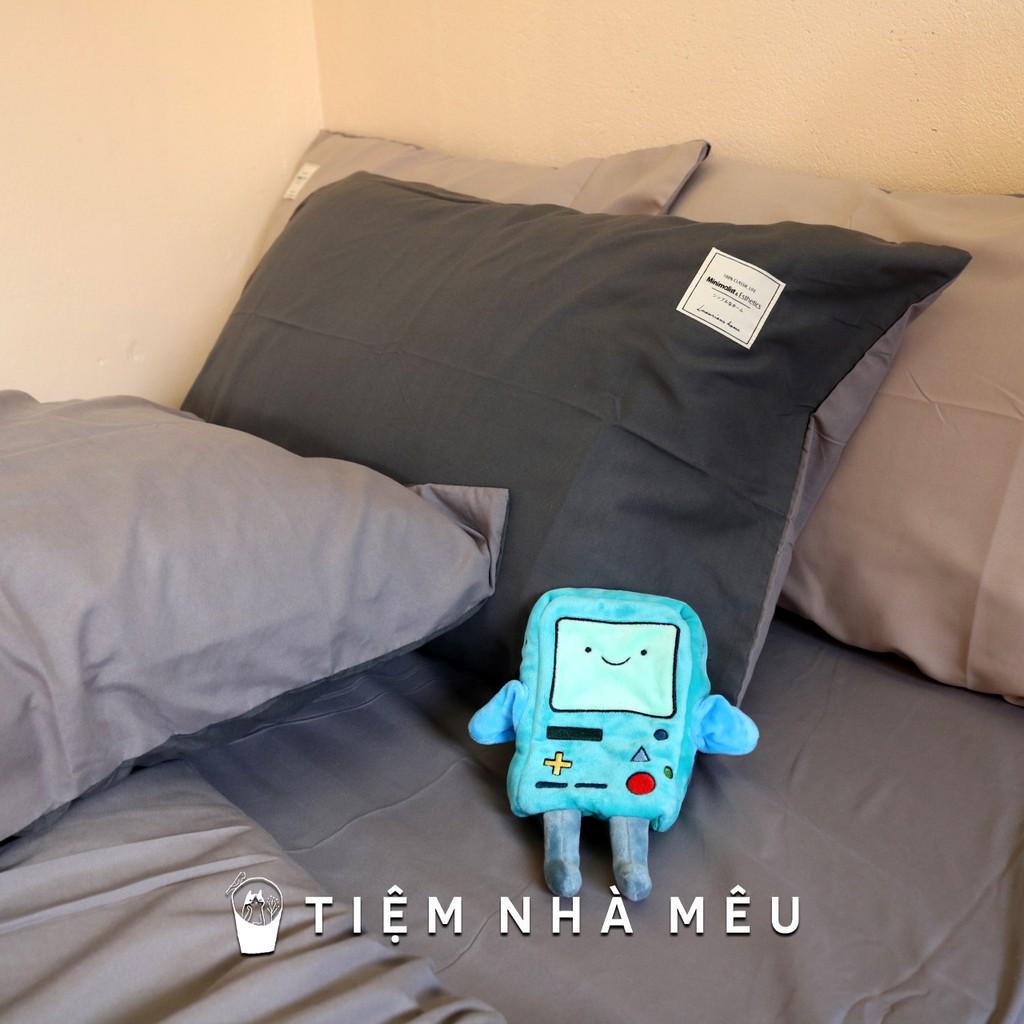 Bộ Chăn Ga Gối Cotton TC Nhập Hàn m6/m8/2m - Tiệm Nhà Mêu 2 Vỏ gối ,drap , vỏ chăn MÀU XÁM PHỐI BE