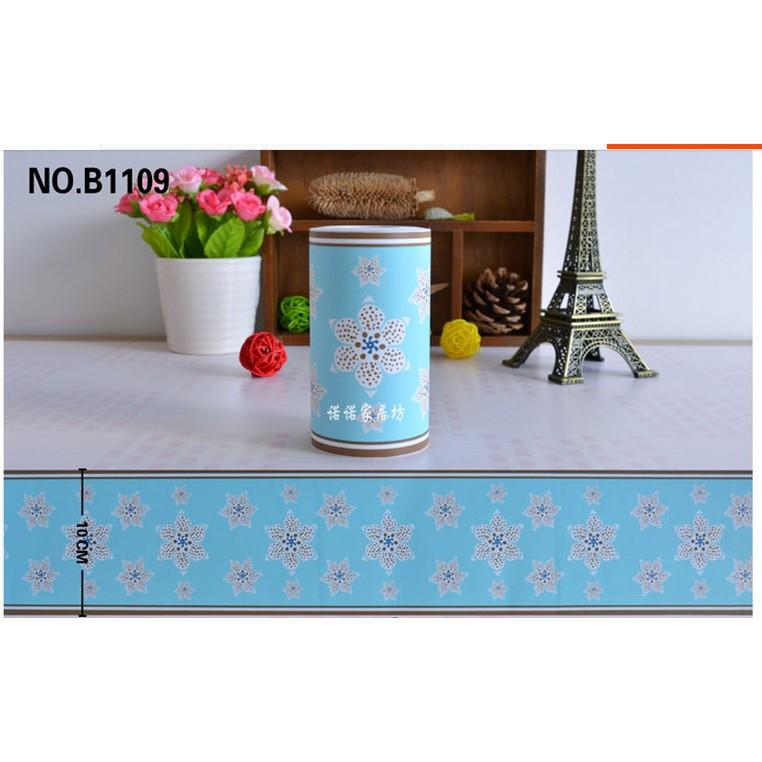 Len dán viền tường HOA SÁU CÁNH XANH cuộn dài 10m x cao 10cm