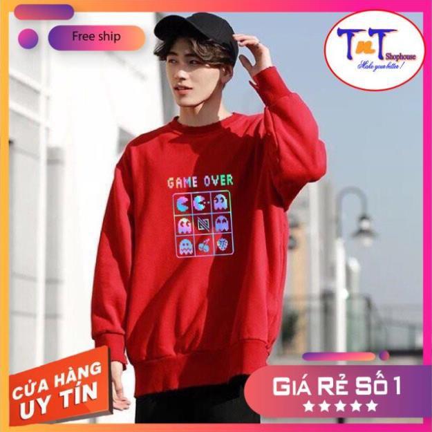 AS22 Áo Sweater Game Over Phản Quang Áo Nỉ Dài Tay Unisex Nam Nữ thời trang cao cấp sinh viên học sinh