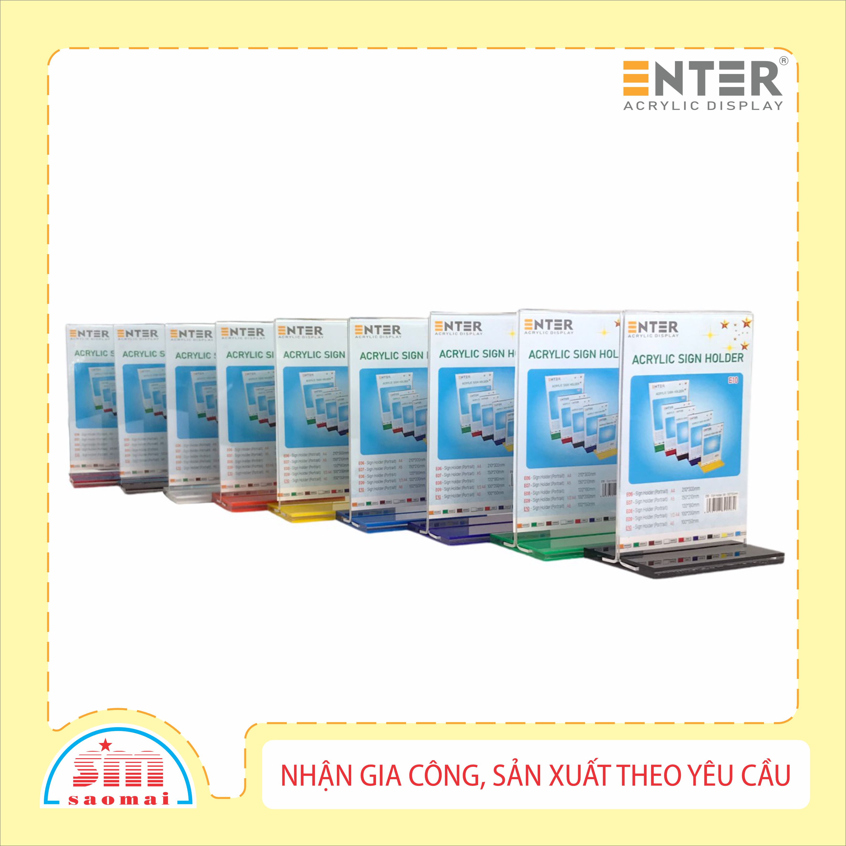 Kệ mica 2 mặt Enter E10 LR 100x150mm đế lùa